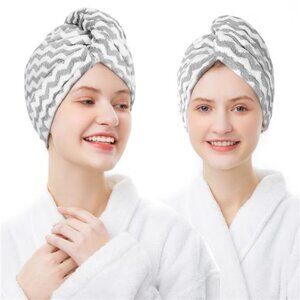 Microfiber Hair Towel Wrap for Women 2 Pack,Adjustable Hair Drying